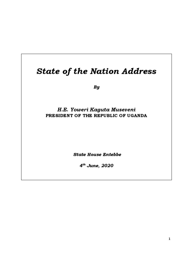 UGANDA State of The Nation Address 2020 | PDF | Uganda | Taxes