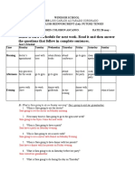 Below Is Sara's Schedule For Next Week. Read It and Then Answer The Questions That Follow in Complete Sentences