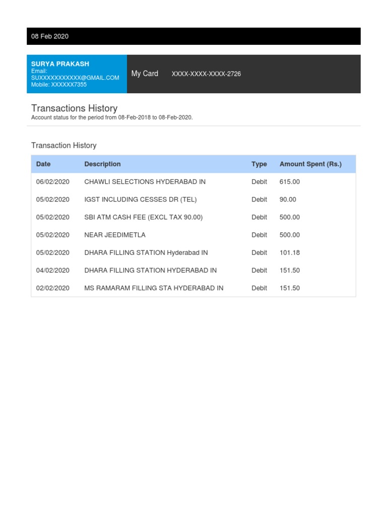 Transaction History | PDF | Business | Law