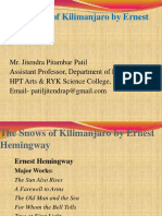 Summary of Hemingway's Short Story "The Snows of Kilimanjaro