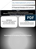 Port City International University: Assignment of Financial Analysis & Control