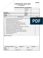 Pre-Commissioning Check Sheet: Instruments