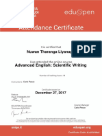 Scientific Writing in English - Attendace Certificate