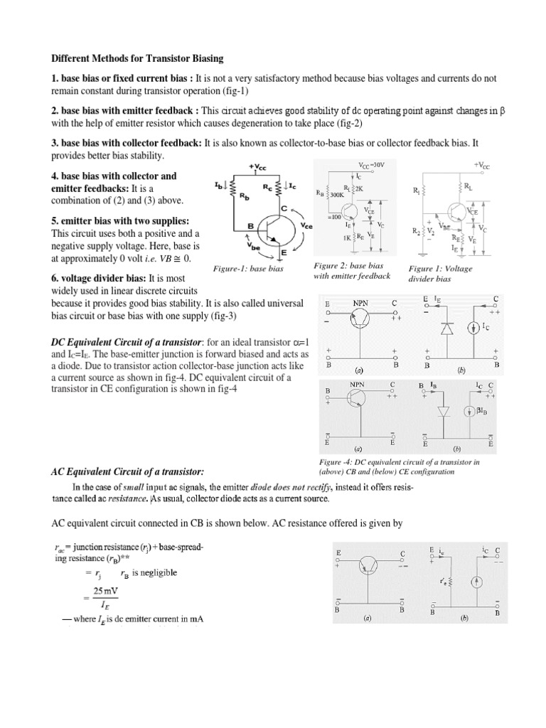 Transistor Biasing Methods Explained | PDF | Field Effect Transistor ...