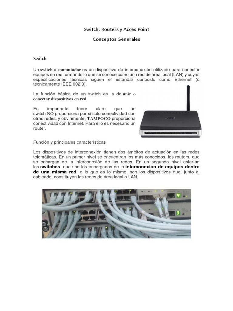 Switch Routers y Acces Point Conceptos Generales | PDF | Punto de ...