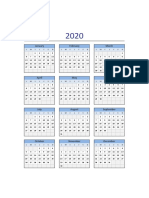 Calendario 2020 Excel Lunes A Domingo