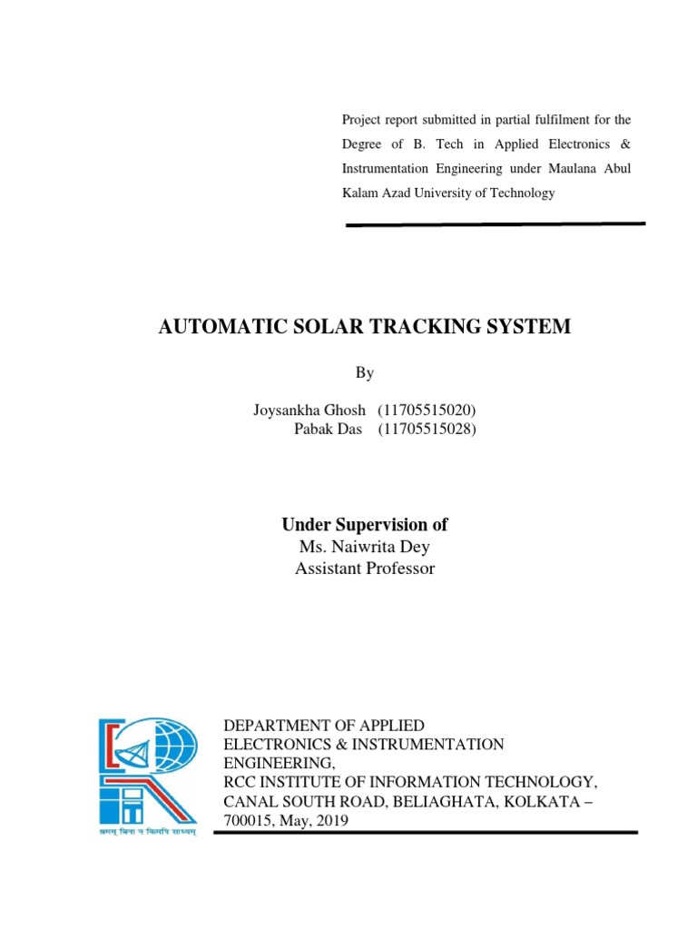Automatic Solar Tracking System Report | PDF | Thin Film Solar Cell ...
