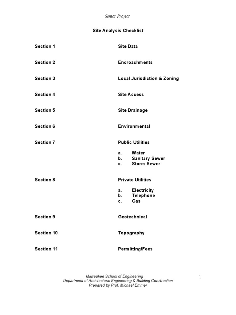 Site Analysis Checklist for Utilities | PDF | Electrical Substation ...