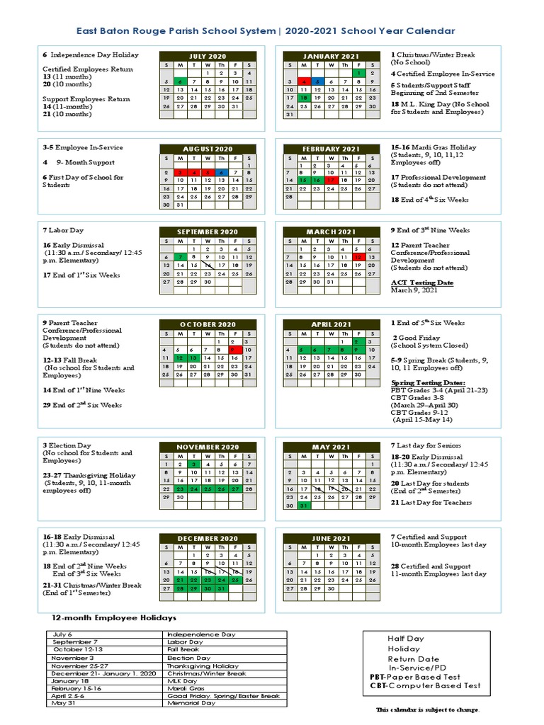 Ebr 2021 Calendar 4920 | PDF | Academic Term | Holidays