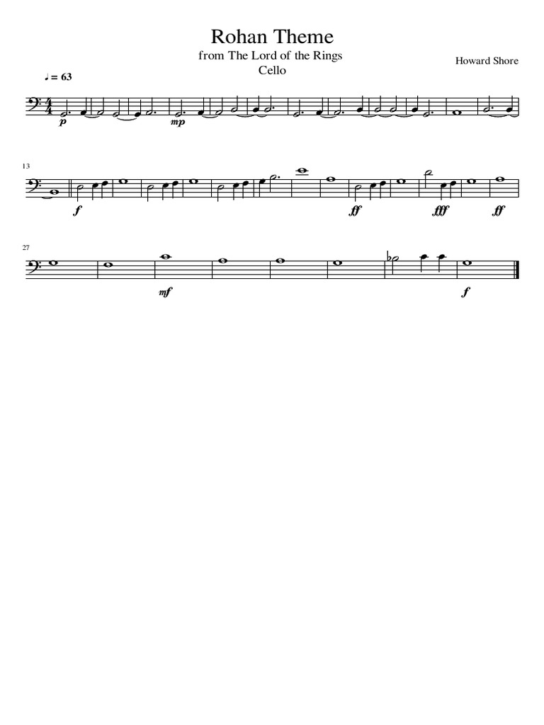 Rohan Theme Cello Sheet Music | PDF