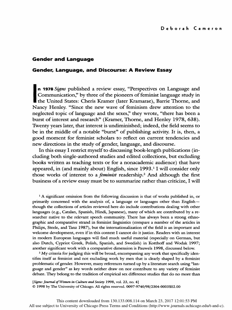 gender language and discourse a review essay