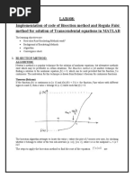 LAB#08: Implementation of Code of Bisection Method and Regula-Falsi Method For Solution of Transcendental Equations in MATLAB