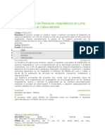 Gestión Integral de Residuos Hospitalarios en Lima Metropolitana y El Callao