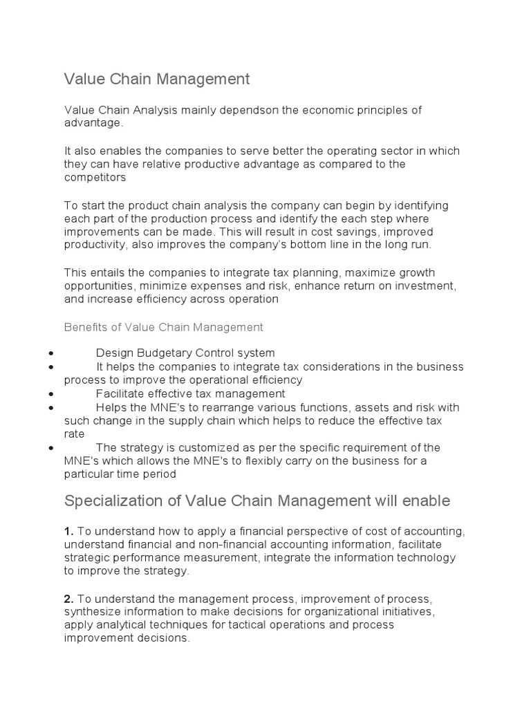 Value Chain Management Pdf : Value Chain AnalysisValue Chain Analysis ...