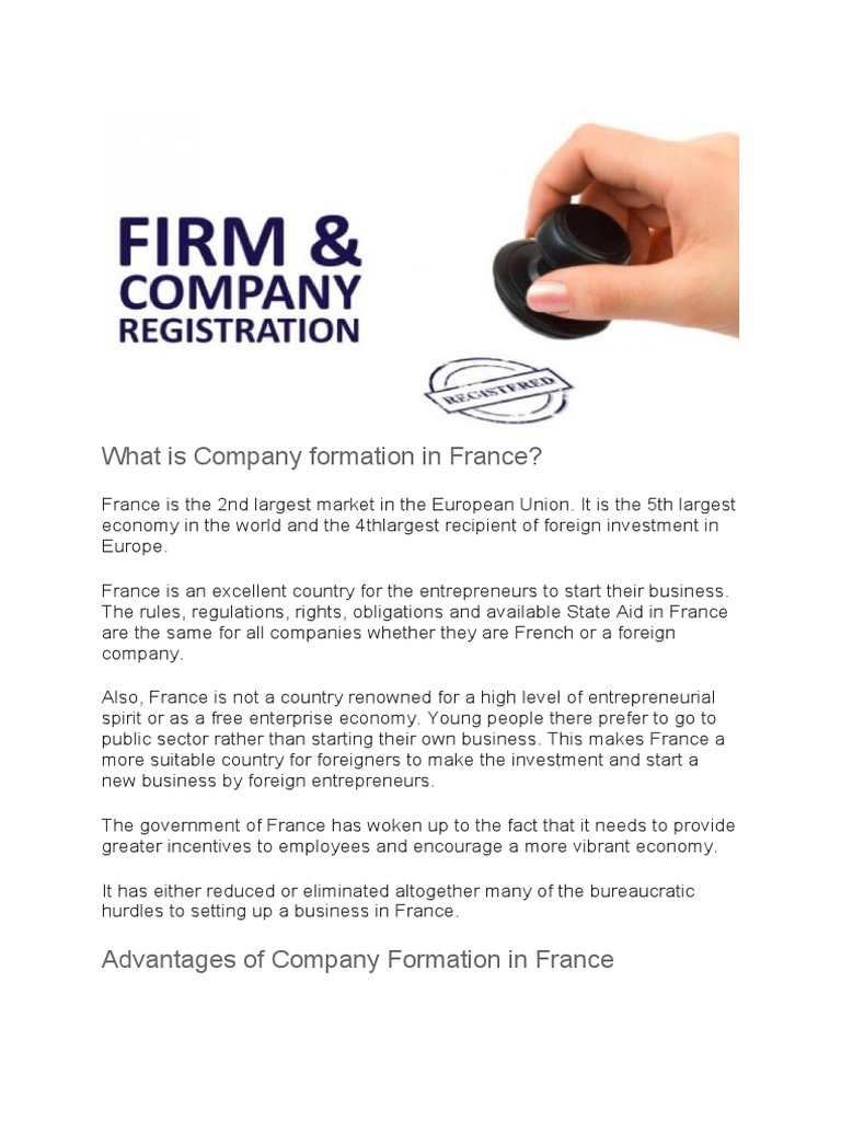 Company Registration France PDF Joint Stock Company Partnership