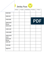 Smiley Face Weekly Tracking Sheet