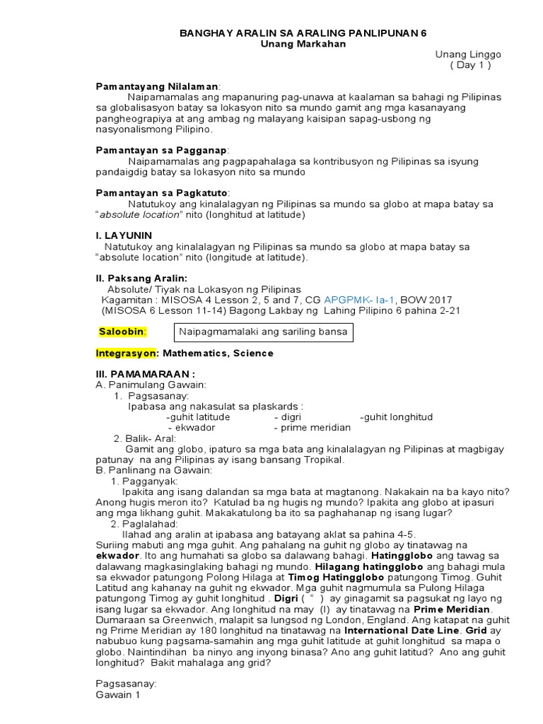 Araling Panlipunan Quarter 1 Pdf