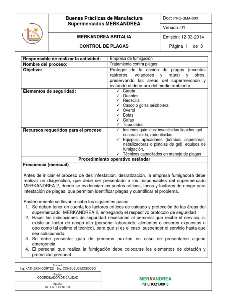 Procedimiento de Control de Plagas | PDF | Pesticida | Plaga (organismo)