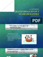 TRANSFORMACIONES DE LA MATERIA Y CLASES DE MATERIA