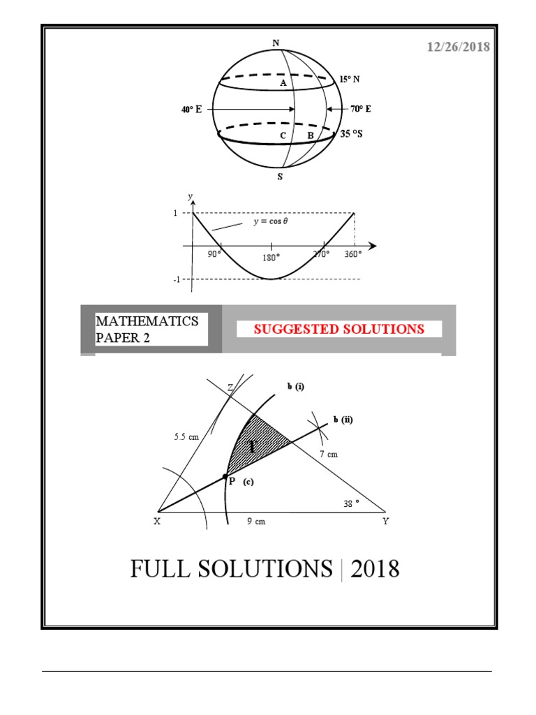 Full Solutions 2018 Mathematics Paper 2 Pdf Rotation Space