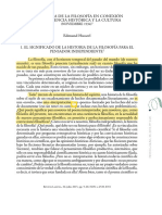 Husserl - LA HISTORIA DE LA FILOSOFÍA EN CONEXIÓN CON LA CIENCIA HISTÓRICA Y LA CULTURA