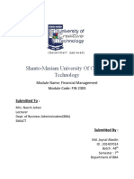 Shanto-Mariam University of Creative Technology: Module Name: Financial Management Module Code: FIN 2303