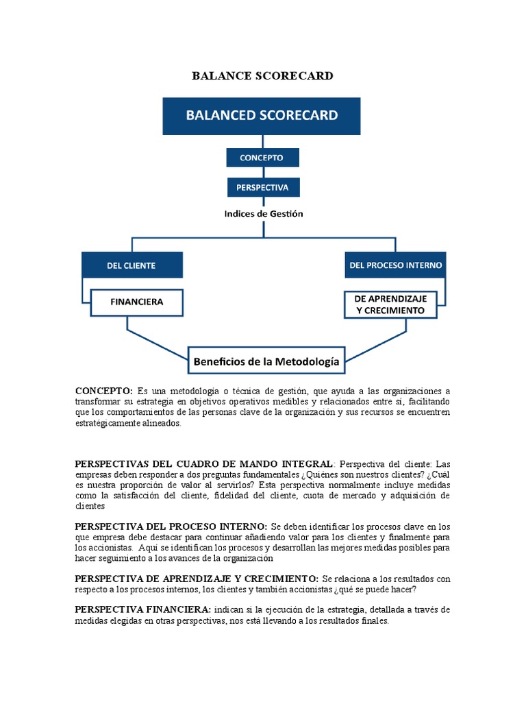 Metodología Balanced Scorecard en Gestión | PDF | Cognición | Business