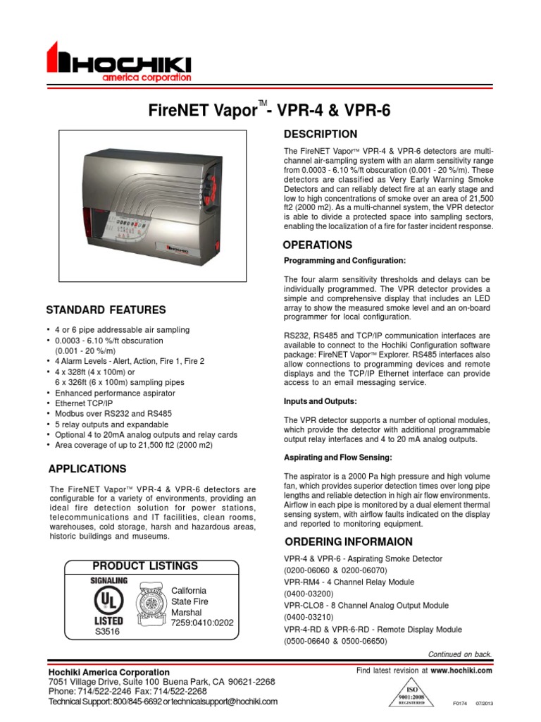 FireNET Vapor VPR-4 & VPR-6 Detectors | PDF | Relay | Electrical ...