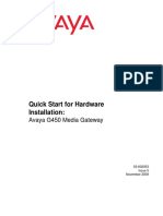 Quick Start For Hardware Installation:: Avaya G450 Media Gateway