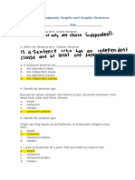 Name - Date - : Act. #3 Simple, Compound, Complex and Complex Sentences