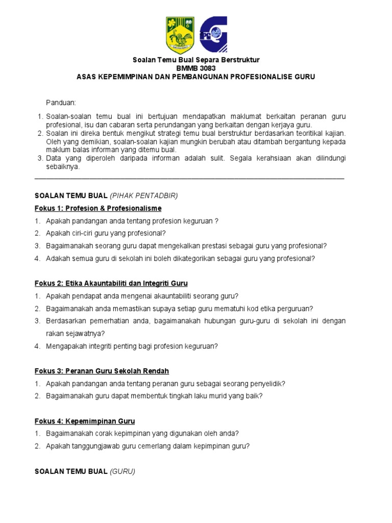 Soalan Temu Bual Untuk Cikgu Pdf