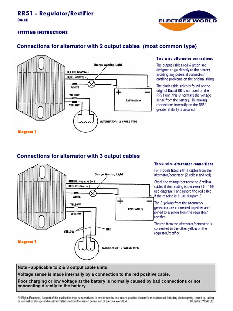 RR51 - Regulator/Rectifier: Fittting Instructions Connections For ...