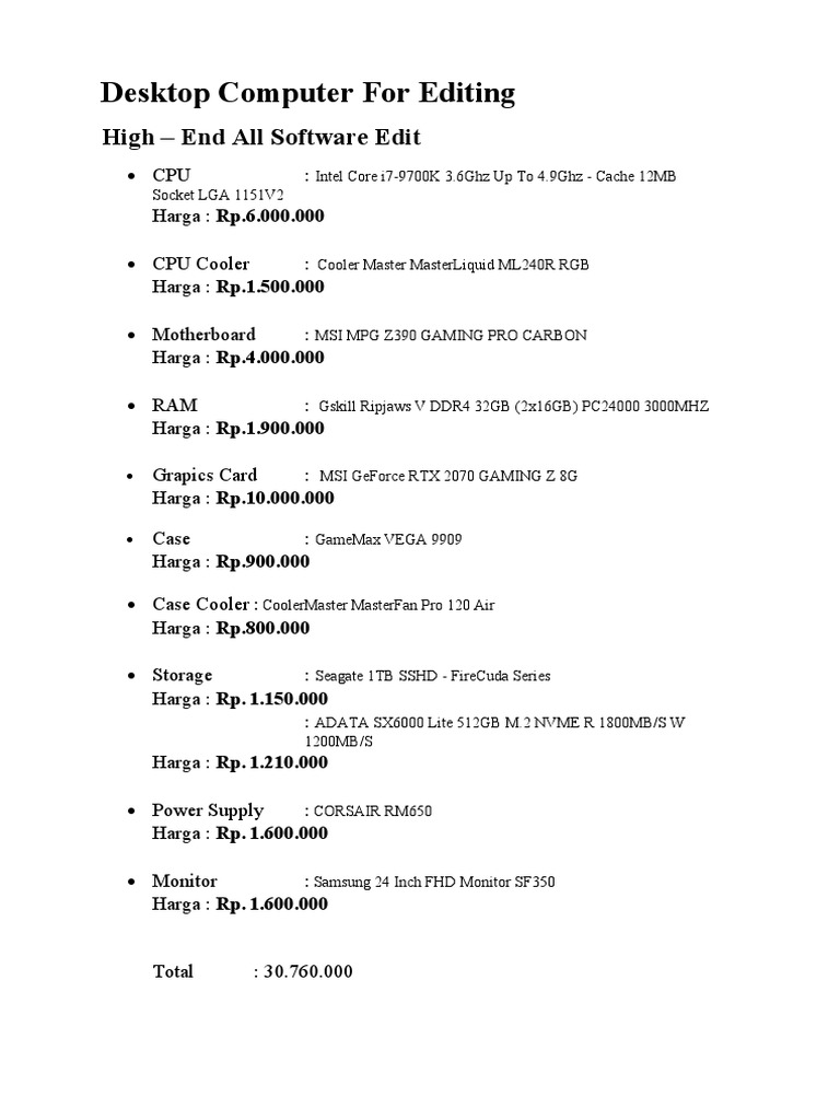 PC Specs for Video Editing 2021 | PDF | Computers