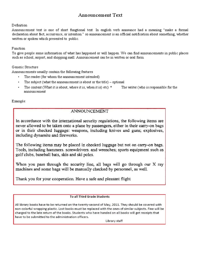 Guidelines for Creating Effective Announcements Structure, Examples