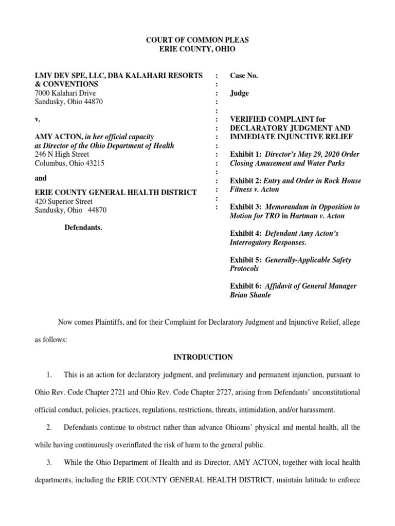Kalahari Complaint | PDF | Due Process Clause | Fourteenth Amendment To The  United States Constitution