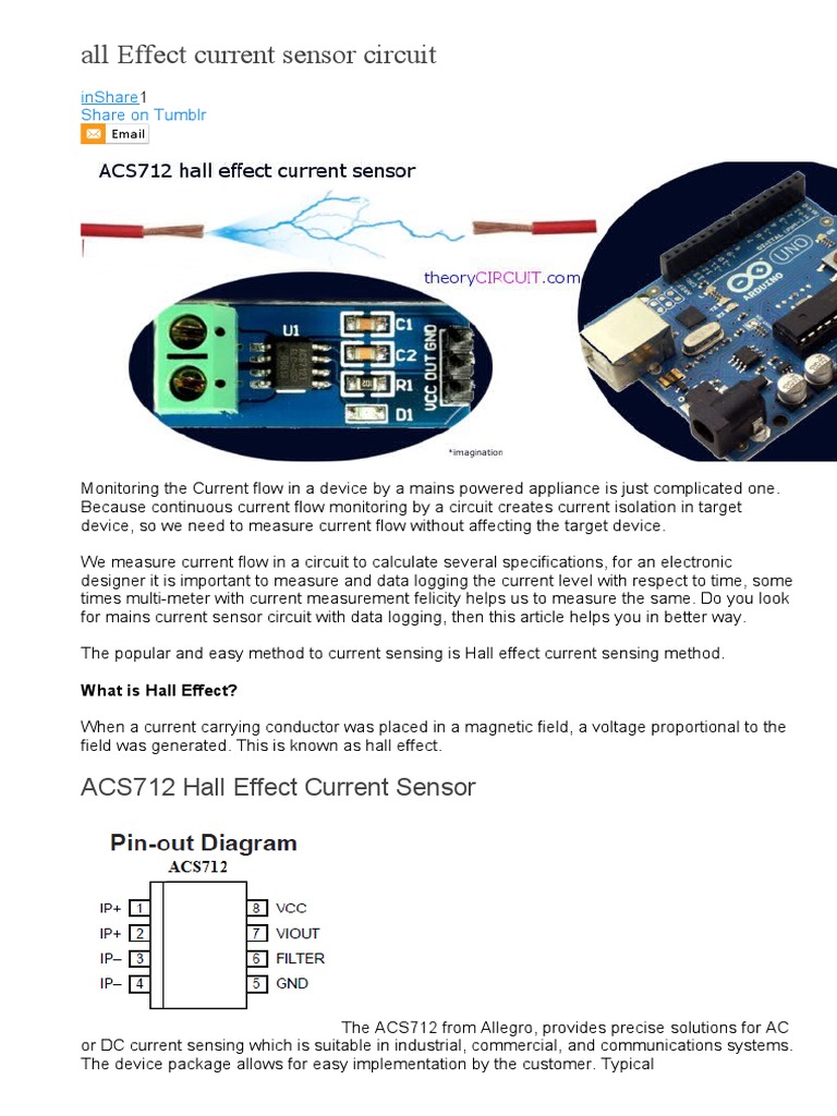 ACS712 Hall Effect Current Sensor PDF Electrical Network Mains