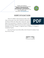 Certification: Republic of The Philippines Department of The Interior and Local Government