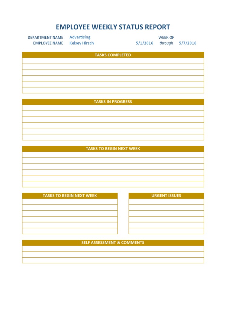 Employee Weekly Status Report | PDF