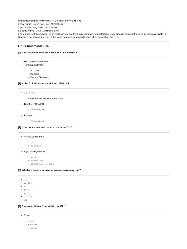 Linux Command Line: (?) How Do We Access The Command Line Interface? | PDF