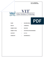 Name: Reg - No: 18BCB0081 Subject Code: MAT2001 Subject Title: Statistics For Engineers Lab Slot: L15+16 Guided By: Manimaran.A