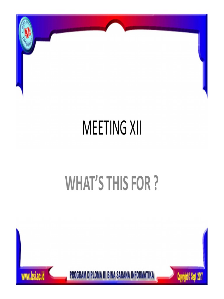 Meeting Xii: What'S This For ? | PDF | Verb | Language Mechanics