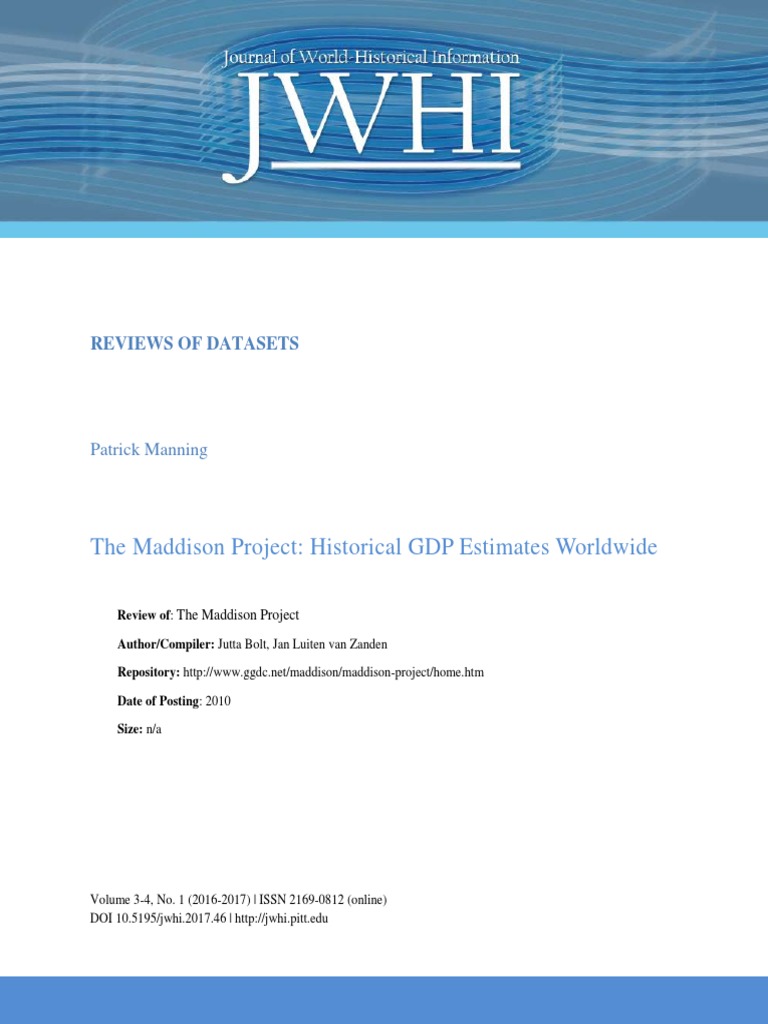 The Maddison Project: Historical GDP Estimates Worldwide: Reviews of ...