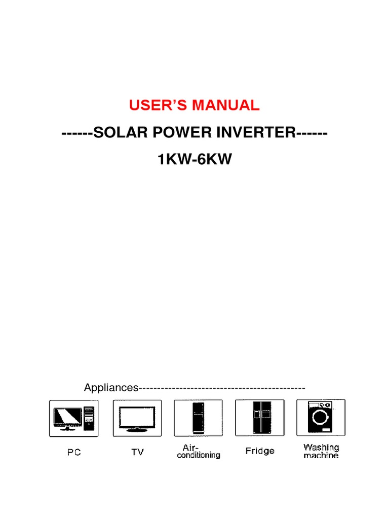 SOLAR POWER INVERTER 1KW6KW User'S Manual PDF Power Inverter