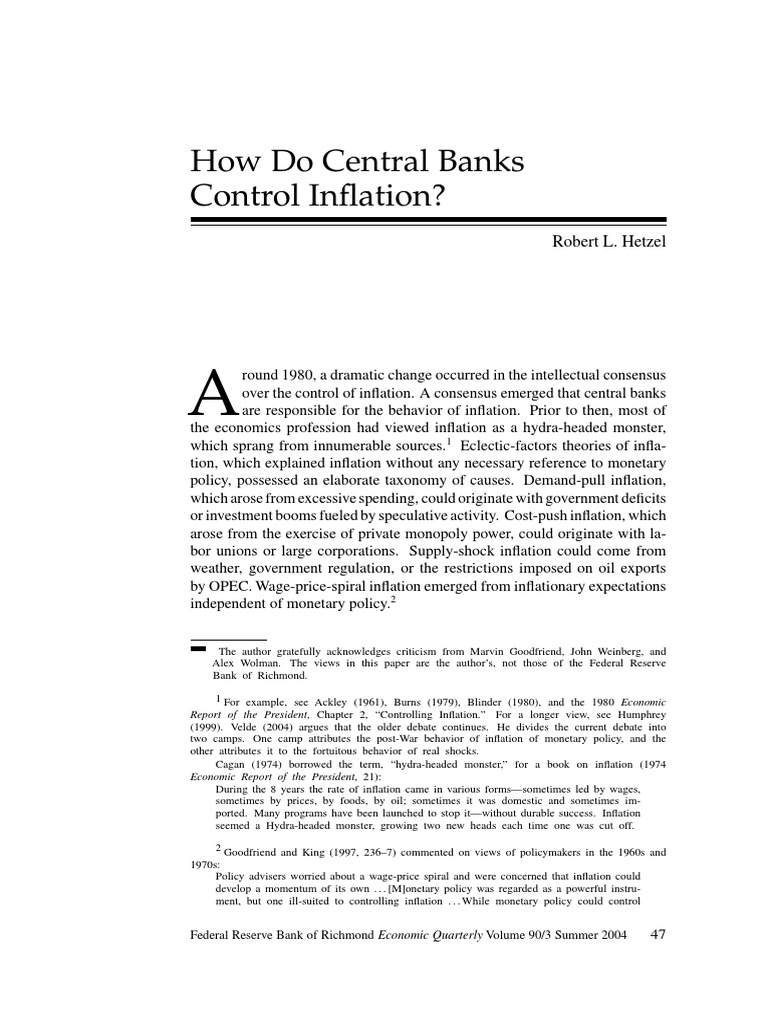 Central Banks and Inflation Control | PDF | Monetary Policy | Federal ...