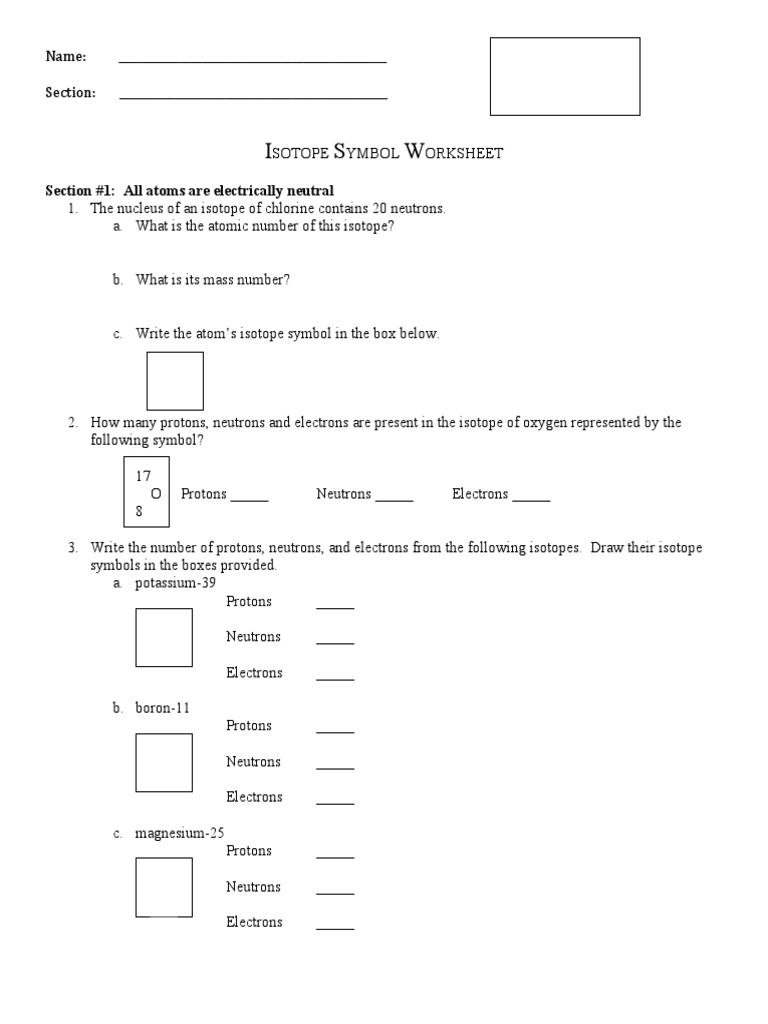 Isotope Notation Worksheet