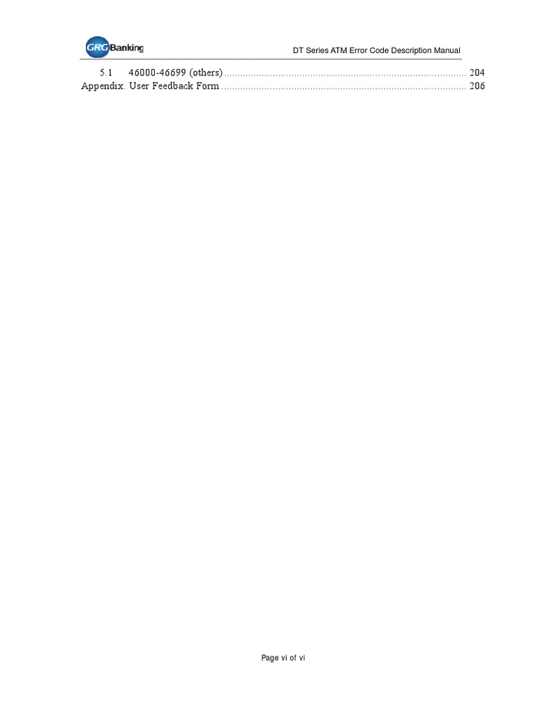 DT Series ATM Error Code Description Manual PDF
