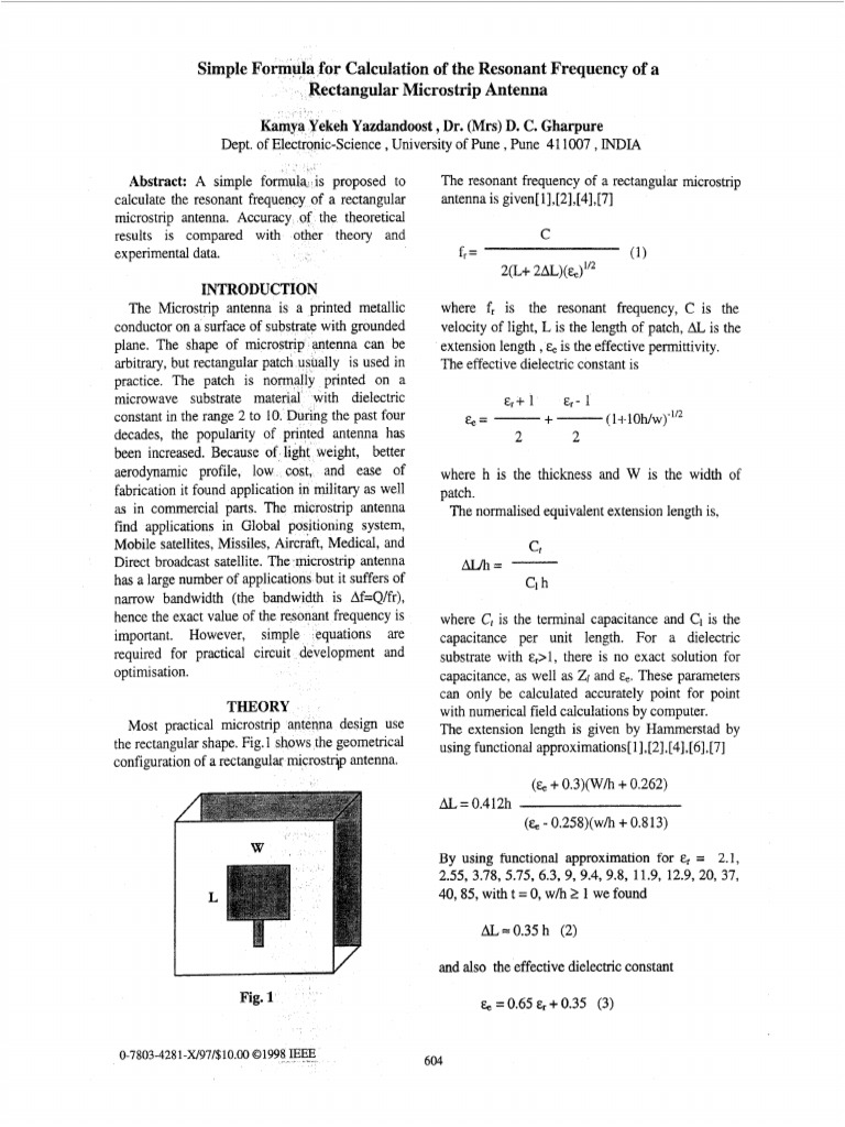 R Calculation of The Resonant Frequency of A Ctangular Microstrip