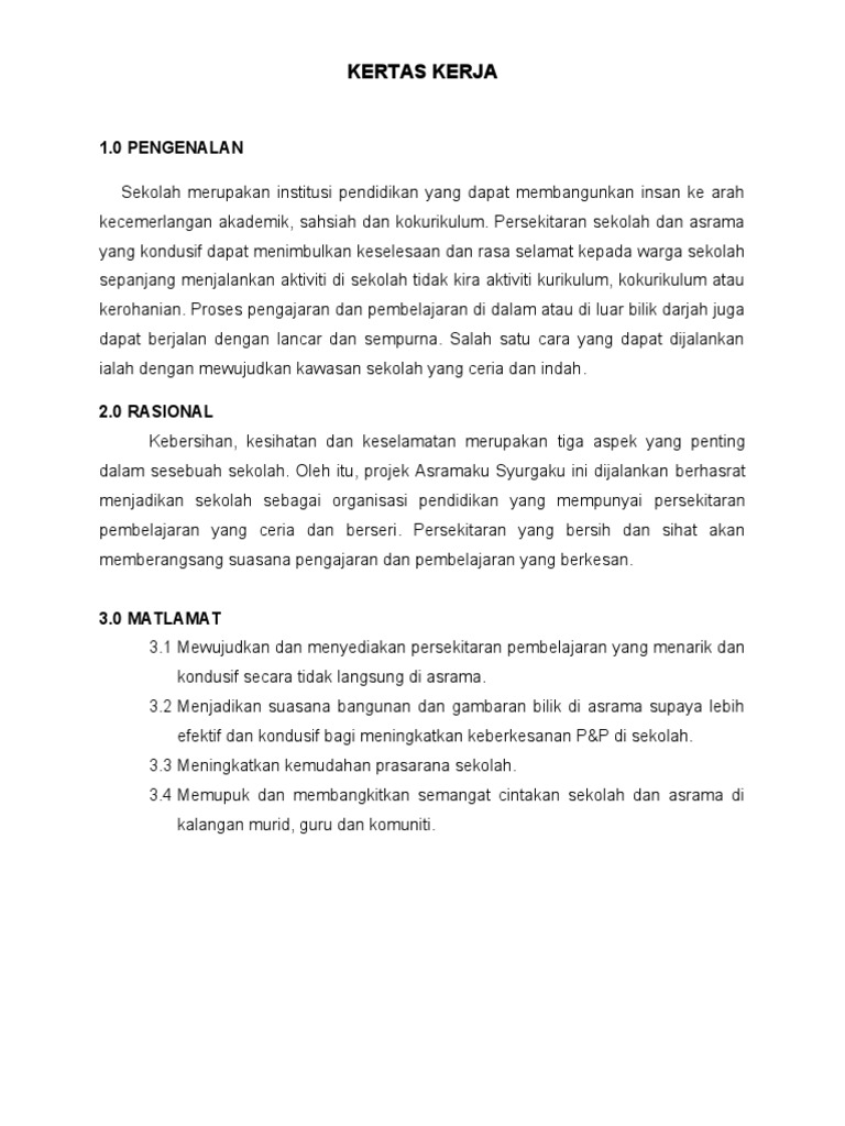 Kertas Kerja Keceriaan Asrama 2019 Pdf