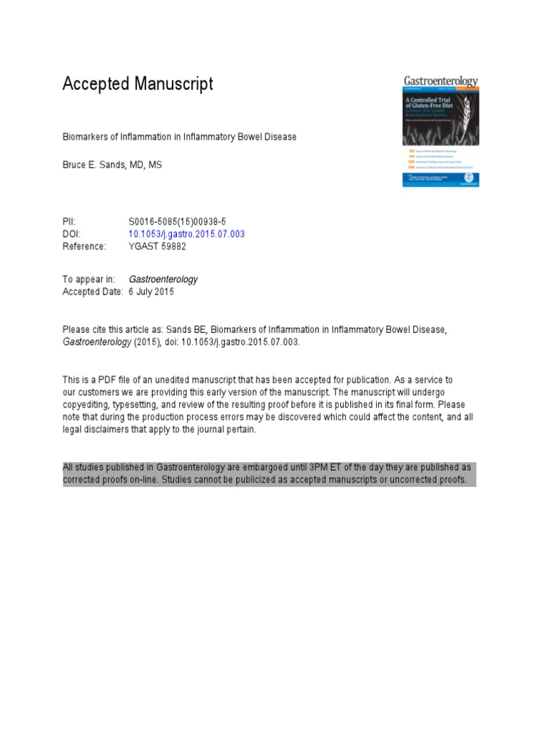 Noninvasive Biomarkers of Inflammation in Inflammatory Bowel Disease A