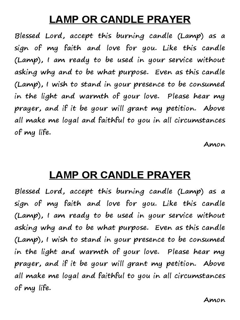Lamp or Candle Prayer PDF
